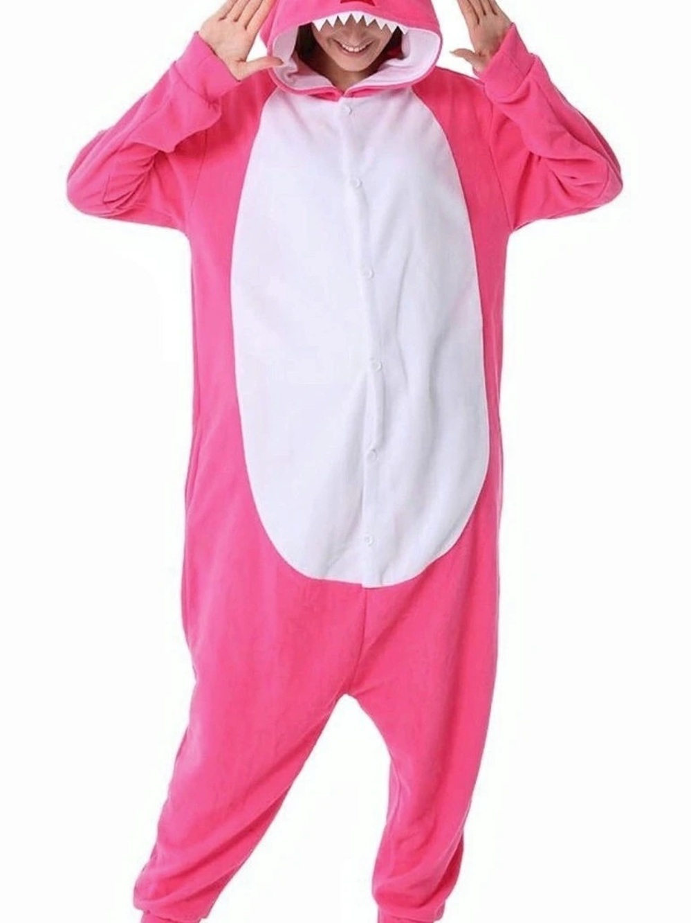 Mommy Shark Pink & White Shark Hooded One-Piece Costume